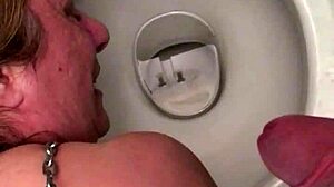 French slut humiliated in toilets during BDSM session